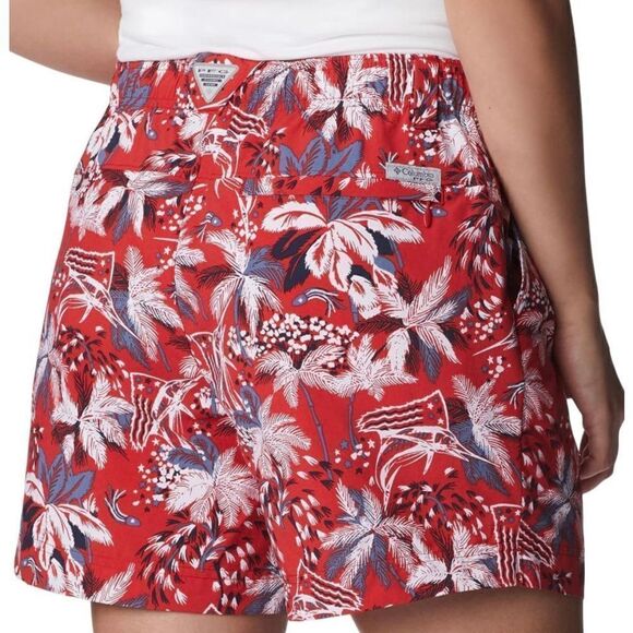 COLUMBIA WOMEN’S LARGE WATER SHORT IN RED SPARK FIREWORK FISHIN’ PATTERN - Picture 10 of 11